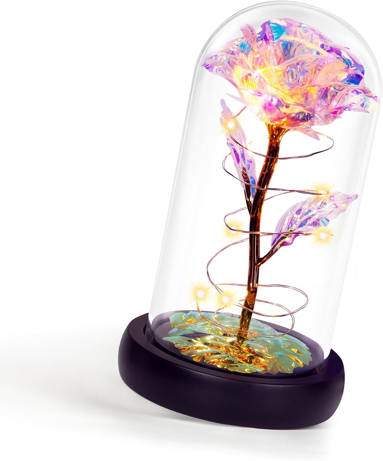 Mothers Day Flowers Gifts for Mom Grandma,Birthday Gifts for Women,Valentines Gifts for Her,Mom,Women,Wife,Grandma,Light up Rose in Glass Dome,Colorful Rainbow Mothers Day Flowers for Delivery
